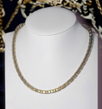 Monet Signed Gold Tone Square Chain Necklace Vintage Estate 16&quot; - £14.70 GBP