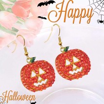 New Halloween Crystal Rhinestone Pumpkin Earrings - £5.59 GBP