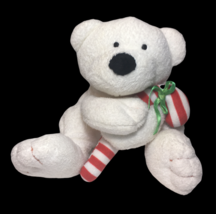 Ty Pluffies Candy Cane Polar Bear Plush White Christmas Toy Sewn Eyes 2005 - £13.25 GBP