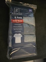 Men’s George 6-Pack Crew Neck Tee T-Shirts Sz 2XL 100% Cotton - £20.56 GBP