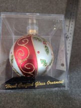 Designers Studio Limited Series Hand Crafted Glass Ornament Holly &amp; Berries - £12.14 GBP