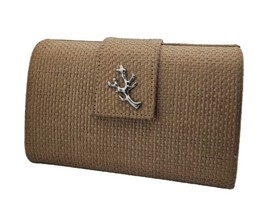 Crabtree &amp; Evelyn Beige Indian Hicks  Woven Clutch Purse - £17.68 GBP