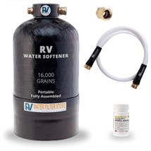 Essential RV Portable Water Softener 16,000 Grain with Custom Hose - $240.08