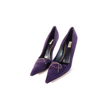 Prada Shoes Womens 37 Purple Suede Pumps Curved Heels *Excellent* Sz 7 - £228.58 GBP