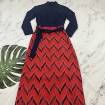 Bleeker Street Womens Vintage 70s Maxi Dress Size M Blue Red High Neck T... - $45.53