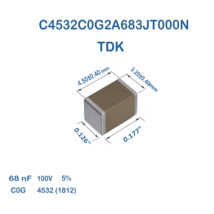 5X C4532C0G2A683J TDK Ceramic Capacitor SMD 0.068uF 68nF 100V C0G 4532 1812 5% - $4.50