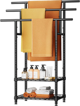 Standing Towel Racks 44&quot; Tall, 3 Tier Towel Stand Blanket Rack with Basket, Free - £51.82 GBP