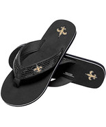 FOCO New Orleans Saints NFL Womens Sequin Black Flip Flops Sandals XL 11/12 - $24.64 CAD