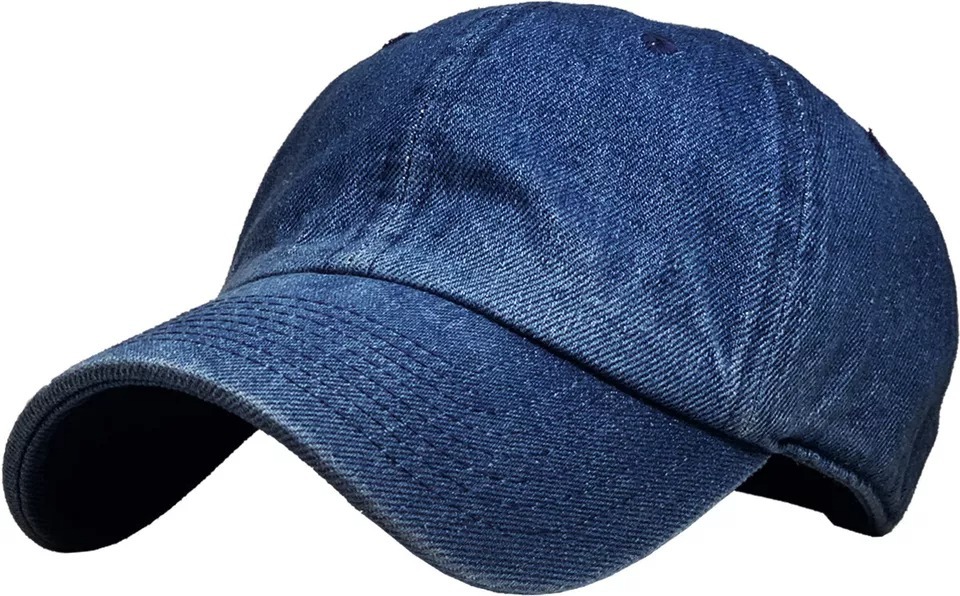Dark Denim Solid Plain Washed Dad Hat Cotton Polo Style Baseball Ball Ca... - $19.99