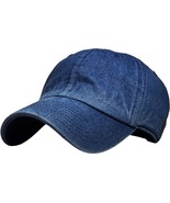 Dark Denim Solid Plain Washed Dad Hat Cotton Polo Style Baseball Ball Ca... - $19.99