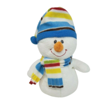 Ty 2008 Pluffies Blustery Snowman Christmas Rainbow Hat Stuffed Animal Plush Toy - $33.25