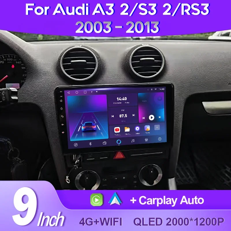 QSZN 2K QLED For Audi A3 2 8P 2003 -2013 S3 2 2006-2012 RS3 Android 13 Car Radio - £79.89 GBP+