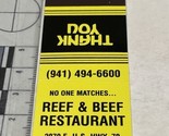 Vintage Matchbook Cover  Rees &amp; Beef Restaurant  Arcadia, FL  gmg  Unstruck - $12.38