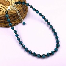 Natural Neon Apatite 8x8 mm Beads Adjustable Thread Necklace ATN-47 - $22.27
