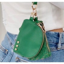 Wonderlust Woven Dual Pouch Wristlet Emerald Green - $35.64