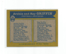 Archie And Ray Griffin (Cincinnati Bengals) 1982 Topps Football Card #266 - £5.31 GBP