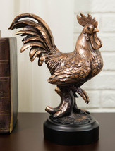 Ebros Decorative Sunshine Country Farm Rooster Bronze Electroplated Statue - £37.91 GBP