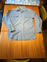 Vintage Woolrich Shirt Mens XL Blue Chamois Flannel Heavy Shacket USA Made - $21.28