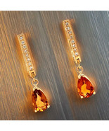Citrine Diamond Earrings 14k Gold 3.79 TCW Women Certified $1,490 820452 - $593.01