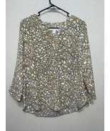 MICHAEL KORS MK Womens Blouse Top Shirt Tie Bone Gold Chains SZ M NEW - $748.23 MXN