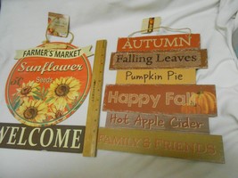 2 NEW Hanging Fall Signs : Farmers Market Welcome &amp; Autumn rustic design  - £6.04 GBP