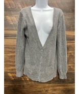 Aeropostale Sweater Women Large Rabbit Hair Wool V Neck Cardigan Gray Bu... - $14.25