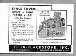 1945 Print Ad Lister Blackstone Model CD Diesel Marine Engines Milwaukee,WI - $8.32