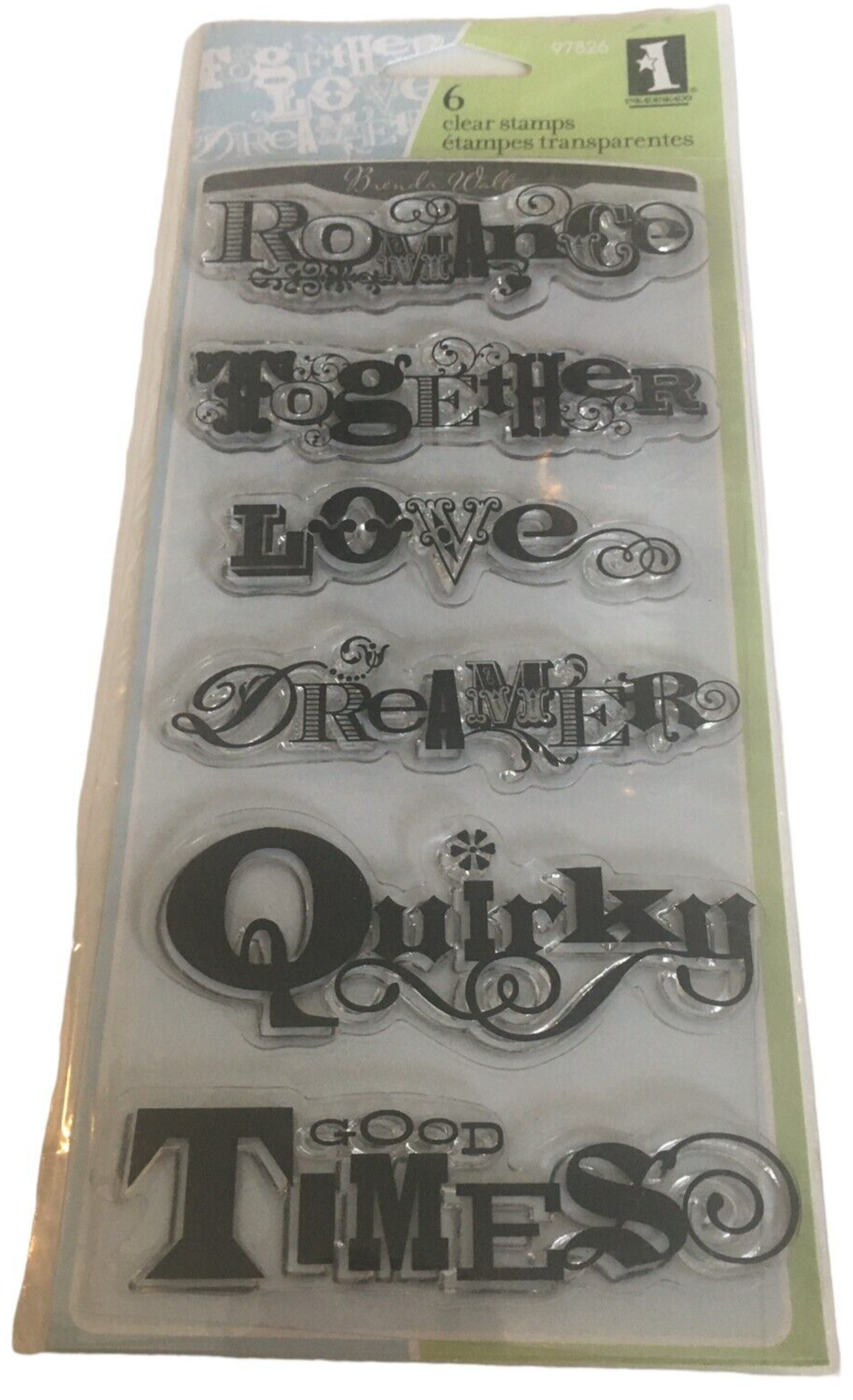 Inkadinkado Clear Stamps Set Scrapbook Phrases Quirky Dreamer Romance Love Words - $7.99