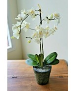 Artificial Orchid 2 Stem Plant In A Green Pot Home Decor - £23.32 GBP