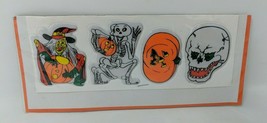 Halloween Puffy Stickers Witch Skeleton Skull Jack-o-lantern 90s 1990s Vintage - £7.75 GBP