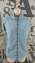 Van Heusen Women Medium Fleece Vest Full Zip Powder Blue Slit Side Pockets - £14.38 GBP