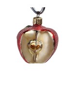 Vintage Sugar Glittered Apple 3/4 Christmas Glass Ornament Fruit Slice S... - $15.99