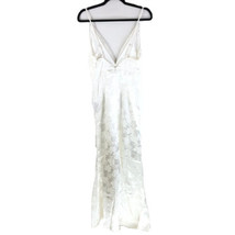 Lulus Promise My Passion White Satin Jacquard Maxi Dress V Neck Floral XS - $48.23