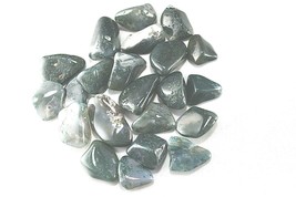 Three Green Moss Agate Tumbled Stone 20-30mm Healing Crystal Nature Spirits - $7.56