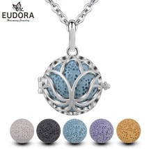 20mm Lotus blossom Lockets Pendant Aromatherapy locket Diffuser Necklace fit Vol - £18.70 GBP