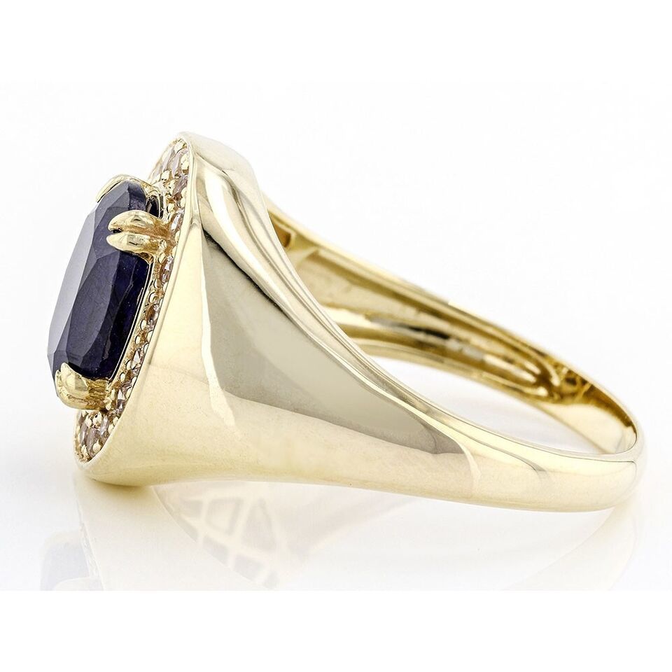 3.72 Ctw Oval Cut Blue Sapphire 14K Yellow Gold Over Solitaire Men's Band Ring Item image 3