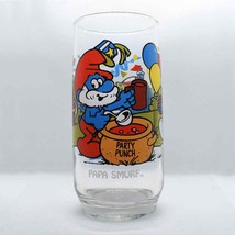 Vintage Smurfs Glass Cup Papa Smurf Cartoon 1983 Retro Collectible Glass 0222! - £15.65 GBP