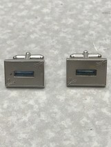 Anson Men&#39;s Stainless Steel Cuff Links Blue Stone KG D2 - $24.75