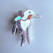 Vtg Zuni Eva Etsate Signed Hummingbird Sterling Silver Brooch Pendant Tu... - $108.89