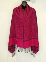 Fuchsia with Black High Quality Pashmina Wool Soft Large Scarf Shawl Pai... - £14.83 GBP