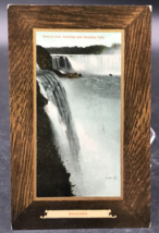 General View of American &amp; Niagara Falls NY Wood Style Frame Postcard Valentine - £10.80 GBP