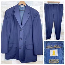Brooks Brothers Vintage Poplin Suit Navy Blue Summer Lightweight Mens 48R 43x28 - £197.21 GBP