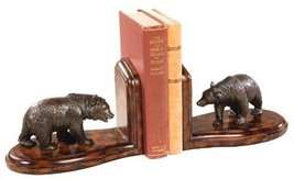 Bookends Bookend MOUNTAIN Lodge Bear Burnt Umber Resin Hand-Cast Hand-Pa... - £243.06 GBP