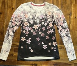 NWT Ladies Jo Fit Hot Pink Gray Orchid Floral Long Sleeve Mock Shirt Size S image 2