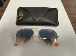 Ray-Ban RB3025 Aviator Gradient 001/3F Gold Frame Light Blue Gradient Le... - $0.99