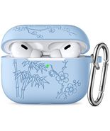 Odbeai AirPods Pro 2nd Gen Case Flower Engraved Soft Silicone Blue Cover - $21.47 CAD
