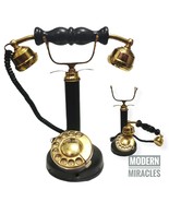 Antique Black Coated Rotary Dial Long Brass Telephone Vintage Working La... - £48.91 GBP