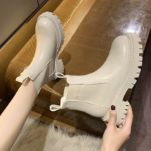 New Chunky Boots Fashion Platform Women Ankle Female Sole Botas Mujer Round Toe  - £42.94 GBP