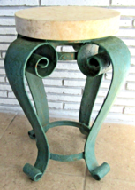 1990s Vintage Postmodern Tessellated Stone and Iron Plant Stand Accent Table  - £236.61 GBP