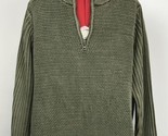 Carbon 2 Cobalt Men L 1/4 Zip Thick Sweater Military Green Pullover Fish... - $44.55